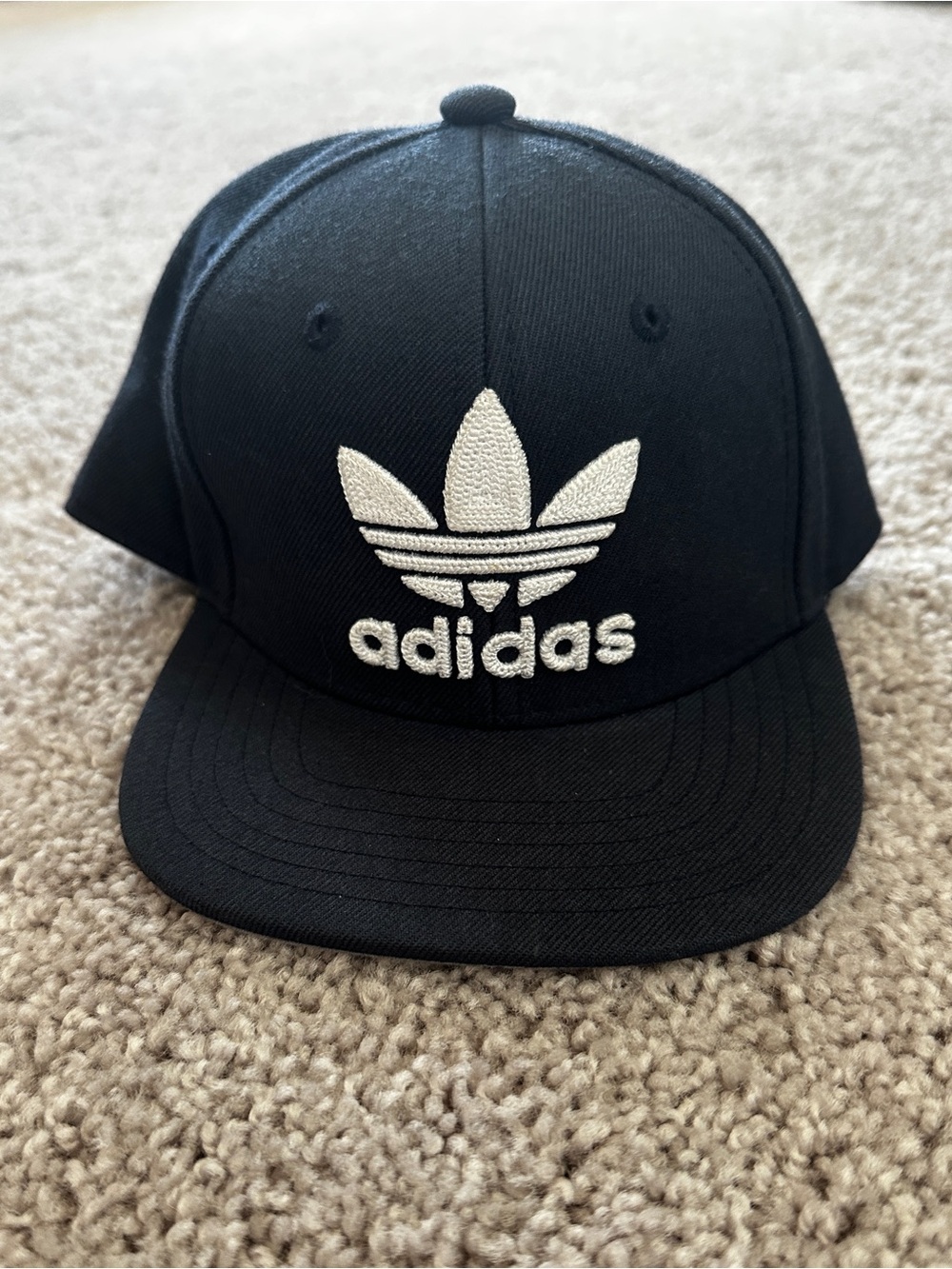 adidas Black Snapback Hat with White Trefoil Logo